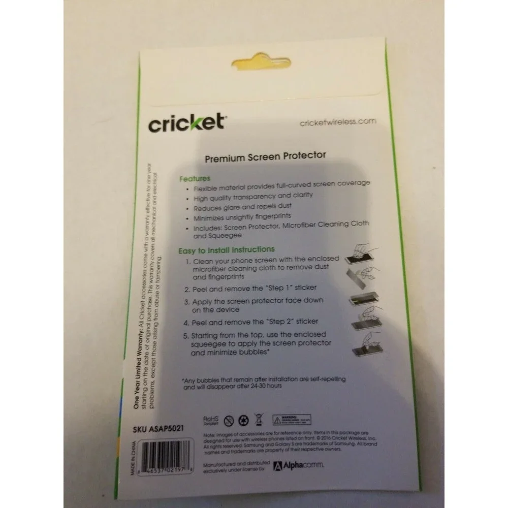 Full Cover Screen Protector For Samsung Galaxy S7 NIB Cricket